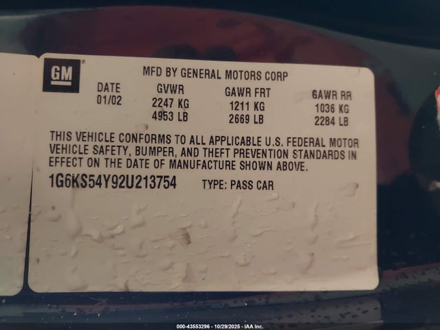 2002 CADILLAC SEVILLE 1G6KS54Y92U213754 Photo 8