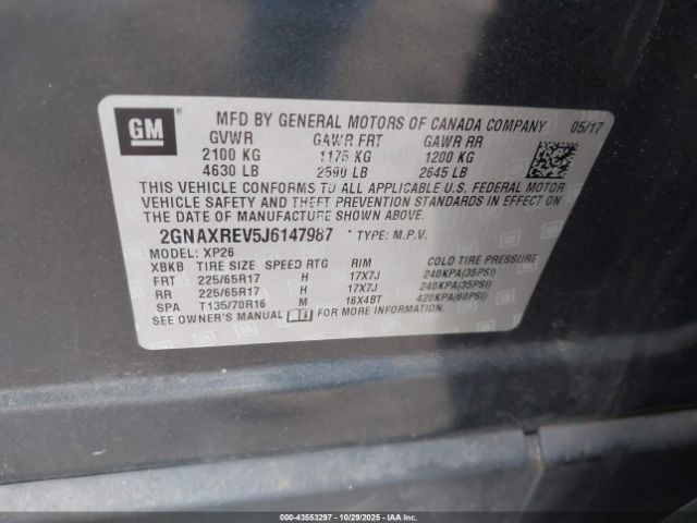 2018 CHEVROLET EQUINOX 2GNAXREV5J6147987 Photo 8