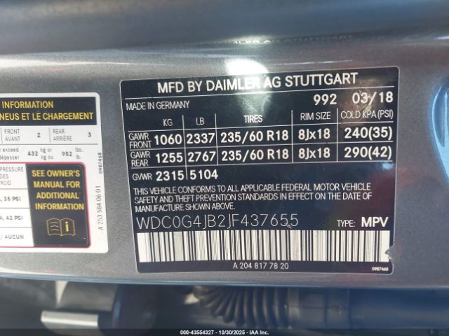 2018 MERCEDES-BENZ GLC 300 WDC0G4JB2JF437655 Photo 8