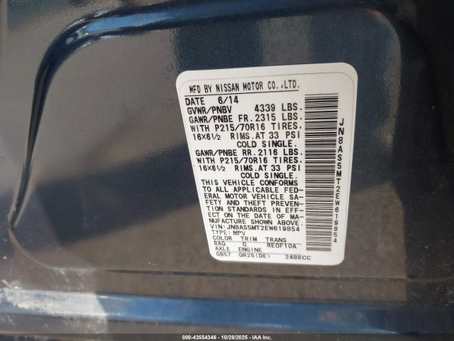 Nissan Rogue Select S 2014 JN8AS5MT2EW619854 Image 9