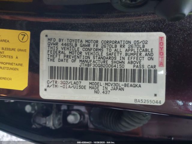 2002 LEXUS ES 300 JTHBF30G820064150 Photo 8