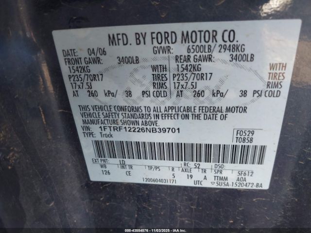 2006 FORD F-150 1FTRF12226NB39701 Photo 8