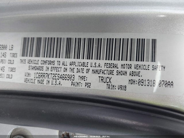 43554642 :رقم المزاد ، 1C6RR7KT2ES466903 vin ، 2014 Ram 1500 Express مزاد بيع