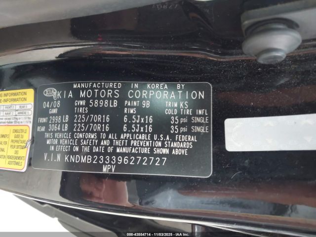 2009 KIA SEDONA KNDMB233396272727 Photo 8