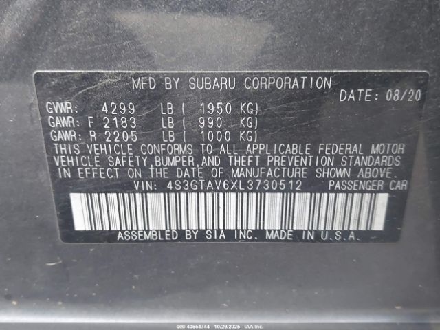 2020 SUBARU IMPREZA 4S3GTAV6XL3730512 Photo 8