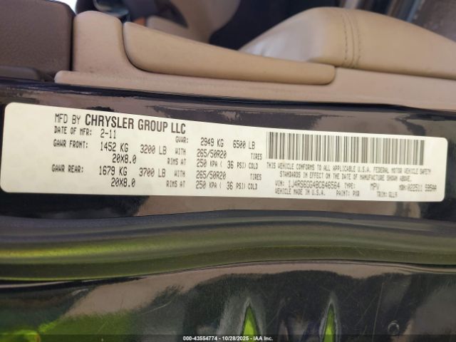 2011 JEEP GRAND CHEROKEE 1J4RS6GG4BC646564 Photo 8