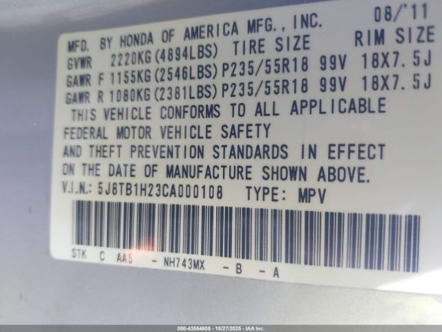 2012 ACURA RDX 5J8TB1H23CA000108 Photo 8