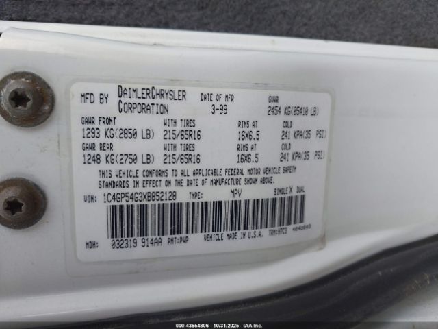 1999 CHRYSLER TOWN & COUNTRY 1C4GP54G3XB852128 Photo 8