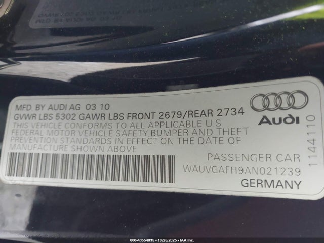 2010 AUDI S5 WAUVGAFH9AN021239 Photo 8