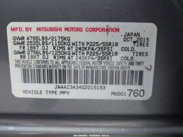 2016 MITSUBISHI OUTLANDER JA4AZ3A34GZ015153 Photo 8