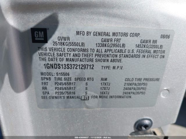 2007 CHEVROLET TRAILBLAZER 1GNDS13S372129712 Photo 8