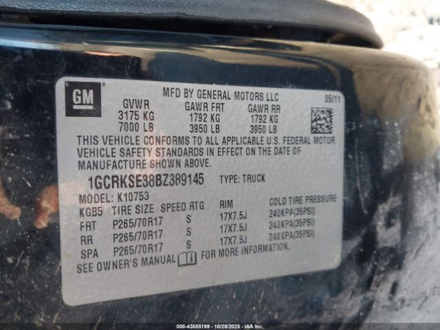 2011 CHEVROLET SILVERADO 1500 1GCRKSE38BZ389145 Photo 8