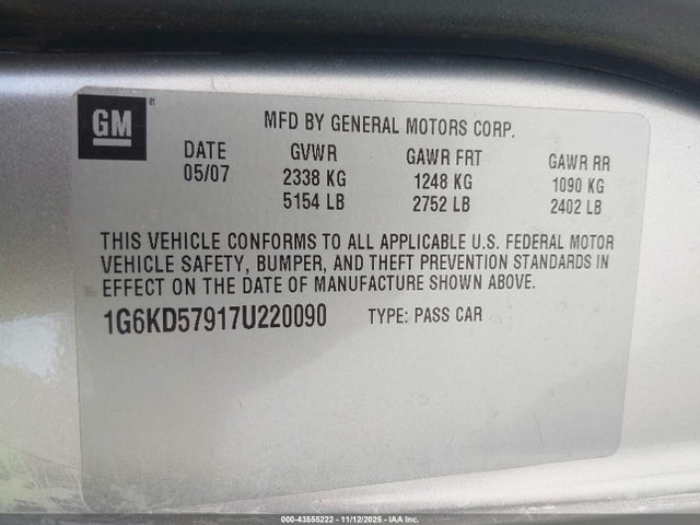 2007 CADILLAC DTS 1G6KD57917U220090 Photo 8