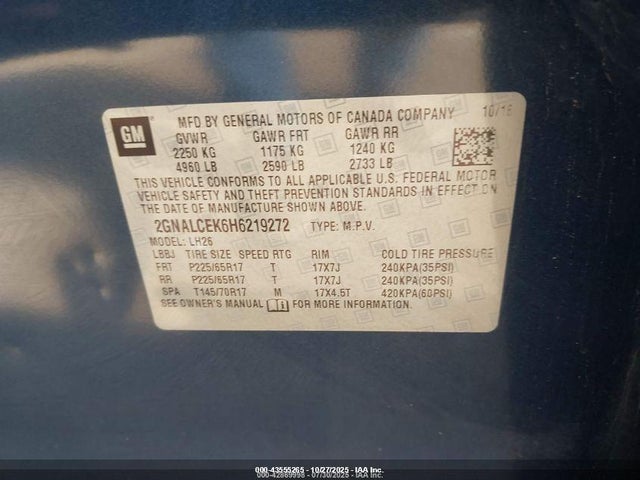 2017 CHEVROLET EQUINOX 2GNALCEK6H6219272 Photo 8