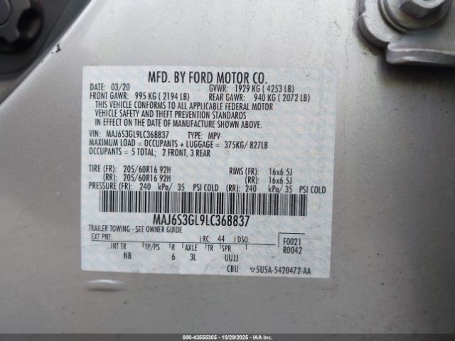 2020 FORD ECOSPORT MAJ6S3GL9LC368837 Photo 8