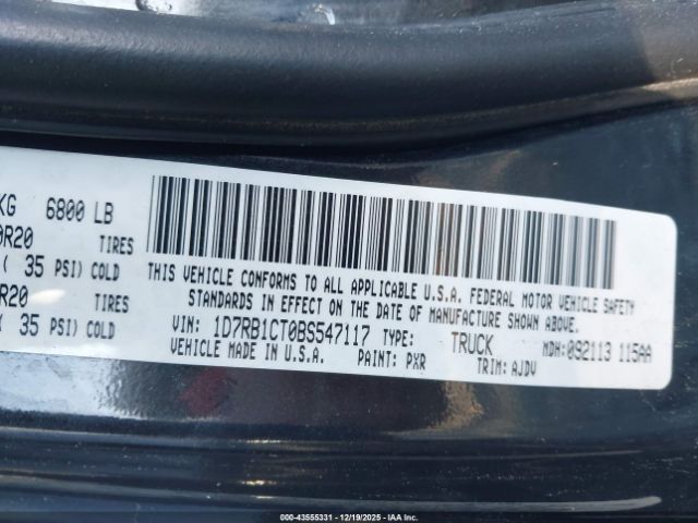2011 RAM RAM 1500 1D7RB1CT0BS547117 Photo 8