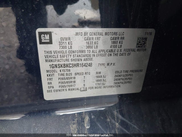 Chevrolet Tahoe Lt 2017 1GNSKBKC3HR164248 Image 9