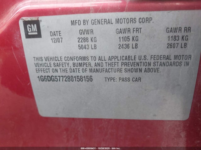 2008 CADILLAC CTS 1G6DG577280158156 Photo 8