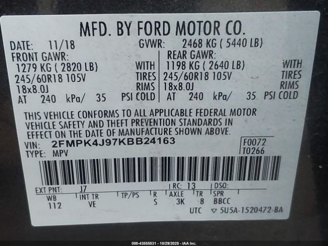 2019 FORD EDGE 2FMPK4J97KBB24163 Photo 8