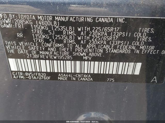 2014 TOYOTA RAV4 2T3BFREV1EW195285 Photo 8