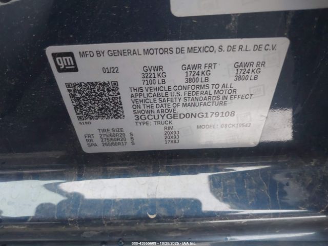 2022 CHEVROLET SILVERADO 1500 LTD 3GCUYGED0NG179108 Photo 8