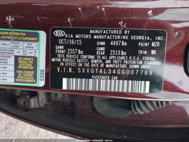 2016 KIA OPTIMA 5XXGT4L34GG007769 Photo 8