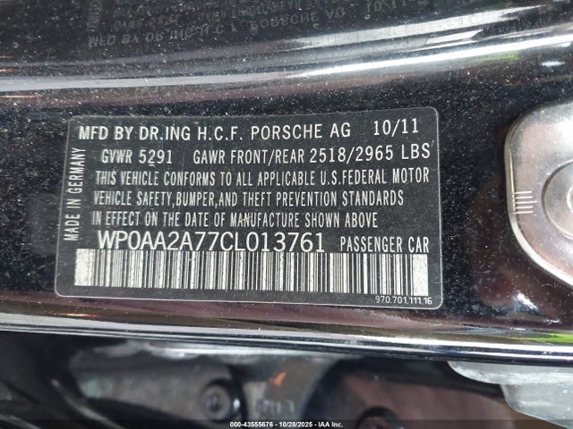 2012 PORSCHE PANAMERA WP0AA2A77CL013761 Photo 8