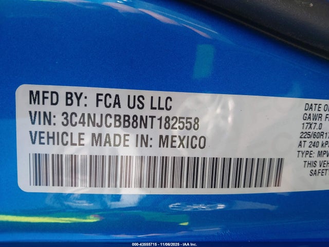 Aukcja sprzedaży 2022 Jeep Compass Latitude Fwd, vin: 3C4NJCBB8NT182558, numer aukcji: 43555715