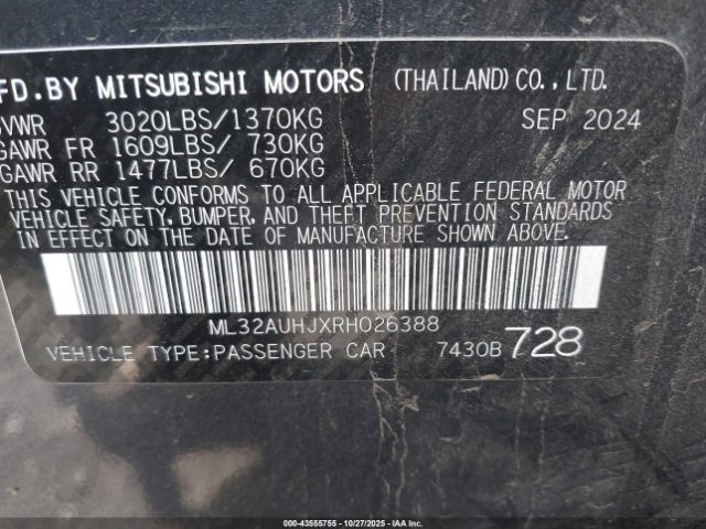 2024 MITSUBISHI MIRAGE ML32AUHJXRH026388 Photo 8