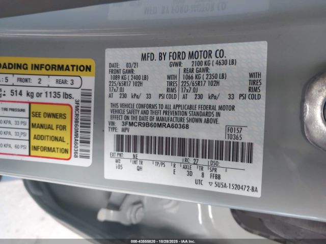 2021 FORD BRONCO SPORT 3FMCR9B60MRA60368 Photo 8