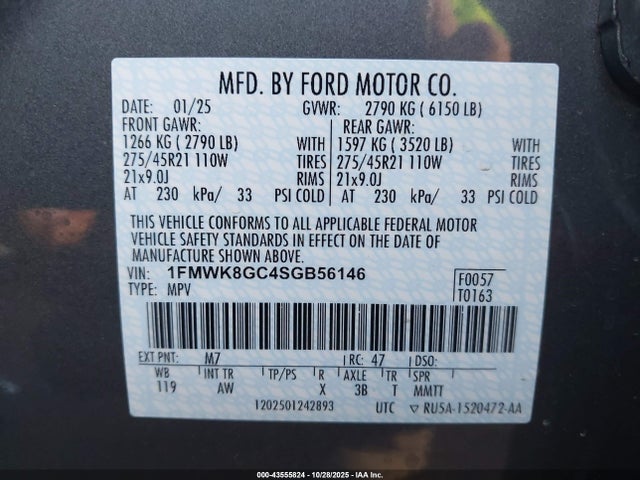 1FMWK8GC4SGB56146 Ford Explorer St