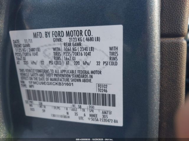 2012 FORD ESCAPE 1FMCU9EGXCKB31601 Photo 8