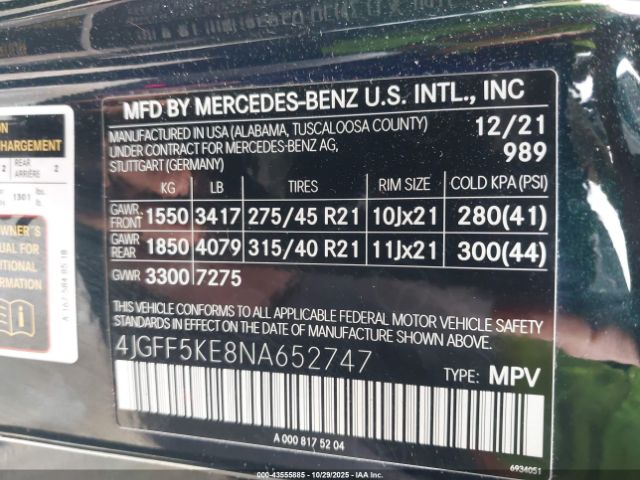 2022 MERCEDES-BENZ GLS 450 4JGFF5KE8NA652747 Photo 8