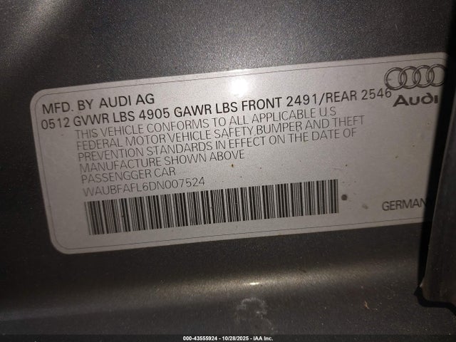 2013 AUDI A4 WAUBFAFL6DN007524 Photo 8