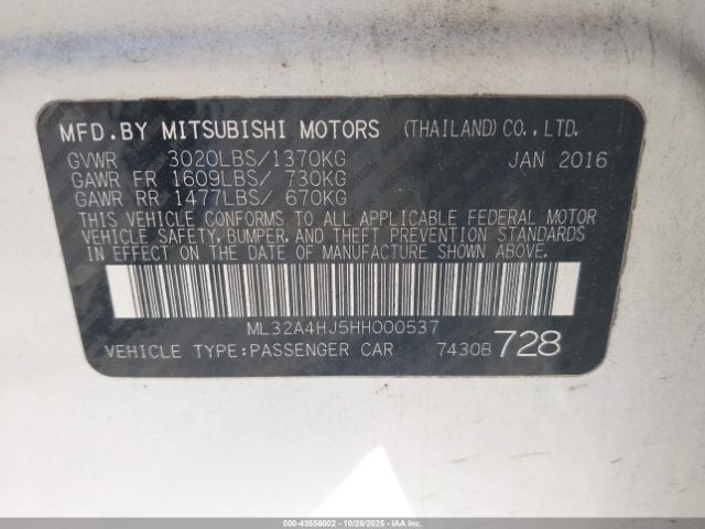 2017 MITSUBISHI MIRAGE ML32A4HJ5HH000537 Photo 8