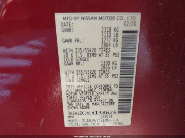 2020 NISSAN MURANO 5N1AZ2CJXLN138626 Photo 8