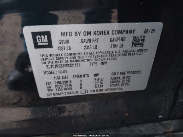 2021 CHEVROLET TRAX KL7CJNSB8MB321121 Photo 8