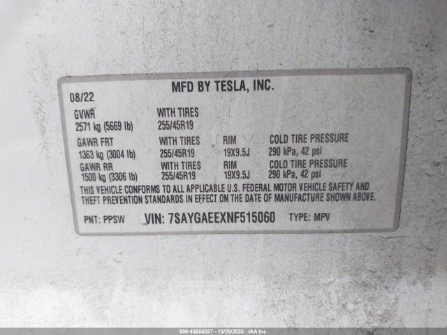 2022 TESLA MODEL Y 7SAYGAEEXNF515060 Photo 8