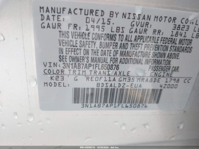 Nissan SENTRA SV 2015 3N1AB7AP1FL650876 Image 9