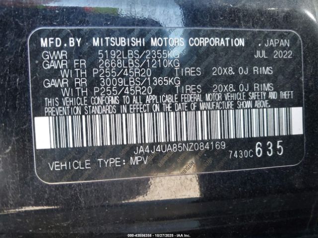 2022 MITSUBISHI OUTLANDER JA4J4UA85NZ084169 Photo 8