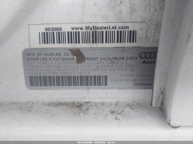 2011 AUDI A4 WAUEFAFL4BN053153 Photo 8