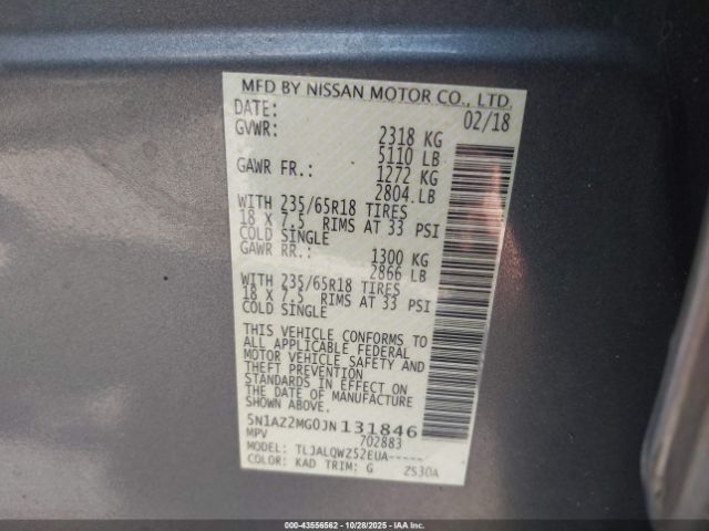 2018 NISSAN MURANO 5N1AZ2MG0JN131846 Photo 8