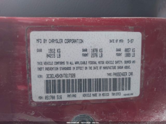 1997 CHRYSLER SEBRING 3C3EL45H3VT617328 Photo 8