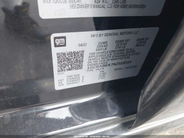 2022 CHEVROLET SILVERADO 1500 1GCRABEK7NZ518314 Photo 8