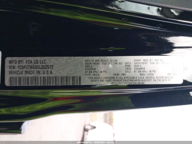 2025 JEEP GLADIATOR 1C6PJTAG9SL502572 Photo 8