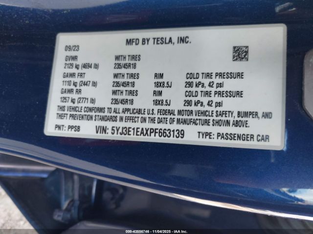 2023 TESLA MODEL 3 5YJ3E1EAXPF663139 Photo 8