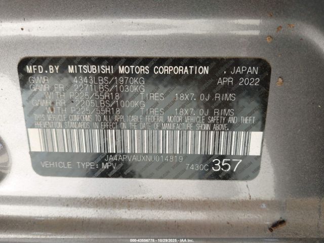 2022 MITSUBISHI OUTLANDER SPORT JA4APVAUXNU014819 Photo 8