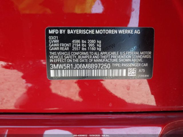 2021 BMW 330I 3MW5R1J06M8B97250 Photo 8