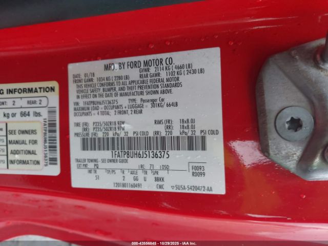 2018 FORD MUSTANG 1FATP8UH6J5136375 Photo 8