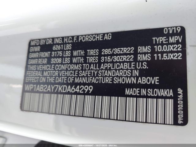 2019 PORSCHE CAYENNE WP1AB2AY7KDA64299 Photo 8